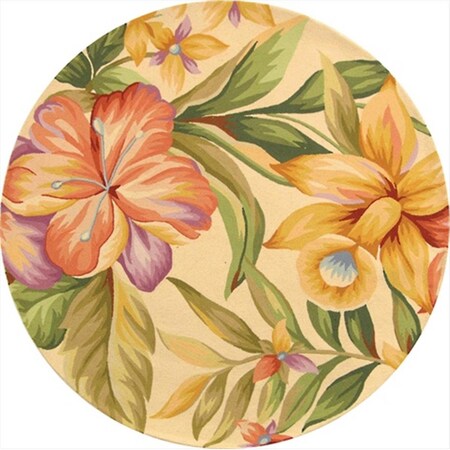 Safavieh 8 ft. x 8 ft. Round- Country and Floral Chelsea Ivory Hand Hooked Rug HK212A-8R